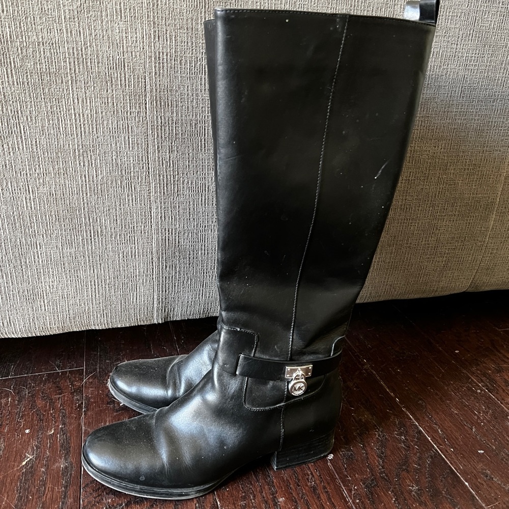 Michael Kors Black Leather Riding Boots - US9
